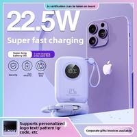 Power Bank 20000mAh 22.5W PD Pengisian Cepat Layar L Tahan Air dengan Antarmuka Dual USB-C Type-C dan Kabel USB-C