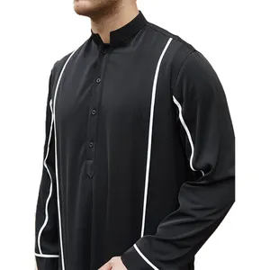 Ethnic Clothing Muslim Arab Men Long Sleeve Thobe Thawb Caftan Robe Abaya