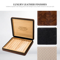 Étui à cigares portable de luxe en cuir, humidor en bois de cèdre espagnol, boîte à cigares carrée de voyage pour 10 cigares, accessoires