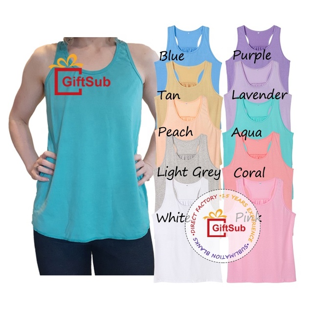 High Quality Summer Casual Polyester Women Ladies Singlets Sublimation Blank Solid Pastel Color Racer Scrunch Back Tank Tops