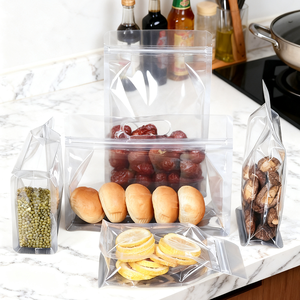 סיטונאי התאמה אישית בגודל שמונה-צדדית פרוסת רוכסן שקוף רוכסן שקיות תחתון שטוח - Product Image 4