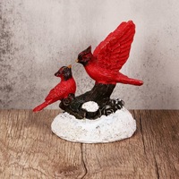 Ornement d'oiseaux cardinaux rouges en résine, vente directe usine, statue d'oiseaux sur souche, décoration de table hivernale, cadeau de Noël pour salon