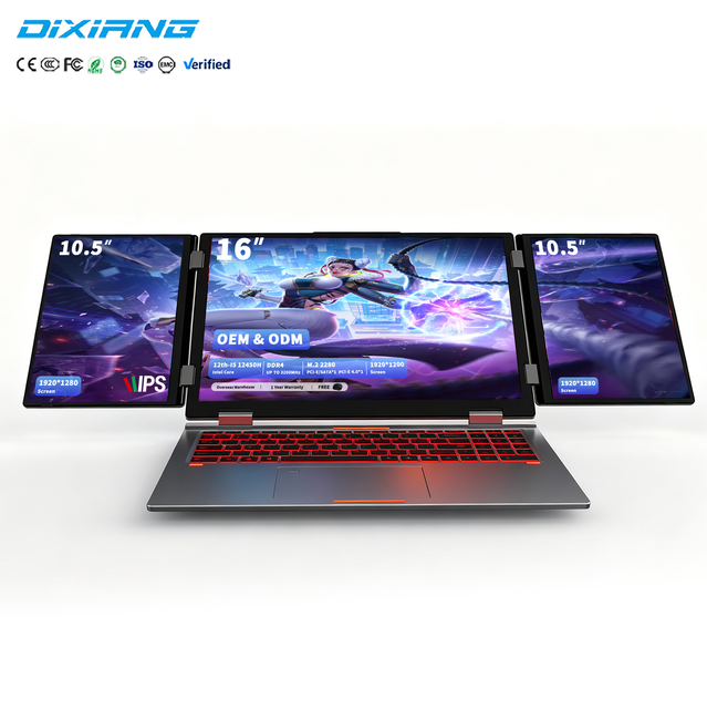 Hot in Stock Triple Screen Laptop 16"+10.5"+10.5" Intel Core I5-12450H RAM 8GB 512GB SSD Wholesale for Business Equipment