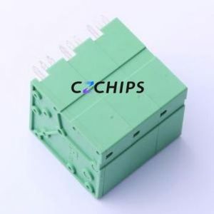 JL271R-10003G01 Spring Terminal Block Bent Lead Through Hole,P=10mm Connector 1x3P 10mm Green Right Angle Insert - Product Image 2