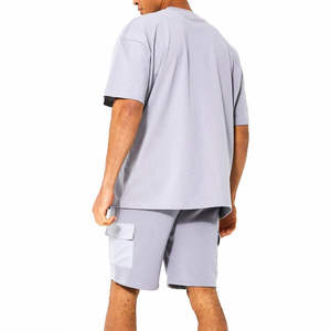 Tenue de jogging d'été personnalisée ensemble court deux pièces 100% coton t-shirt vierge et ensemble short et short pour hommes - Product Image 5