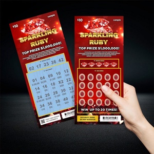 สลากกินแบ่งรัฐบาลแบบขูดลายทับทิมระยิบระยับ พิมพ์ดิจิทัลตามสั่ง หมายเลขรางวัลที่กำหนดเอง ข้อมูลความปลอดภัยที่เปลี่ยนแปลงได้ - Product Image 4