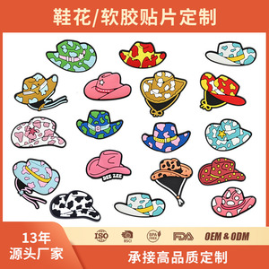 Custom Cartoon Cowboy Hat PVC <b>Clog</b> Charms Decorative Buckles Women Shoe Accessories Summer Spring Autumn Garden Shoes - Product Image 5