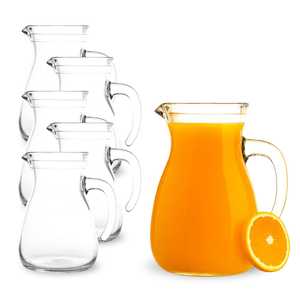 Caraffe in vetro da 1 litro con manico ergonomico e beccuccio antigoccia, lavabili in lavastoviglie, set di brocche per servire succhi e acqua - Product Image 1