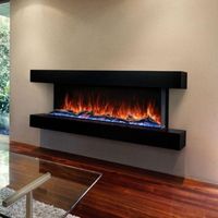 Cheminée électrique encastrable moderne avec luminosité de flamme réglable, télécommande et thermostat contrôlé par application, pour intérieur et extérieur