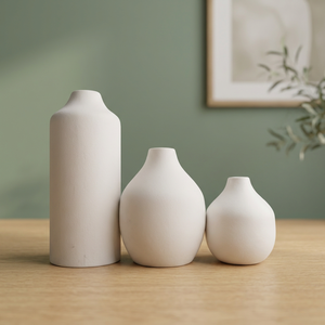 Plain <b>Ceramic</b> <b>Vase</b> Set of 3 Minimal Flower Pots for Tabletop Home Office Wedding Events Floral Arrangements and Interior Display - Product Image 4