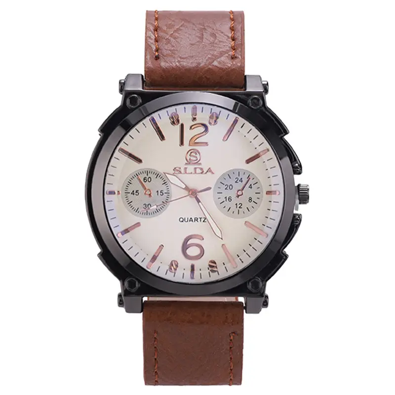 ファッションレザーマン腕時計バンドクォーツ腕時計リロイ時計クリエイティブメンズクォーツ腕時計男性用時計