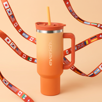Gobelet isotherme sous vide de 40 oz avec poignée et paille, en acier inoxydable à double paroi, motif dessin animé, anti-fuite, pour voyage et sports de plein air