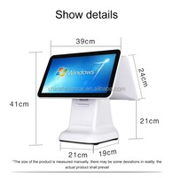 Système de point de vente à double écran 15,6 pouces à prix avantageux, écran tactile capacitif 10 points, paiement QR/NFC, terminal tout-en-un Android/Win10