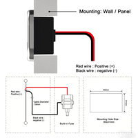 Prise de chargeur de voiture USB encastrable 12V 24V pour bus et camping-car avec double port USB-A 18W, double port USB-C 20W et affichage du voltmètre