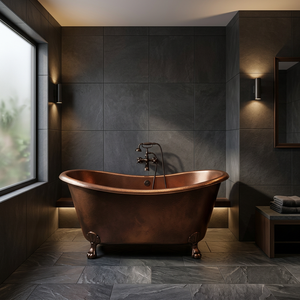 <b>Bathtub</b> Rectangular Soaking Tub Metal Bath Barrel Luxury <b>Portable</b> for Home Hotel Freestanding Copper Clawfoot - Product Image 1