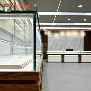 Modern Luxury Glass Display <b>Cabinet</b> Metal Jewelry Showcase Wooden Counter Structure for Retail Store - Product Image 4