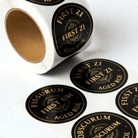 Étiquettes autocollantes personnalisées de haute qualité avec logo en estampage à chaud, imperméables, en papier synthétique, impression d'étiquettes circulaires