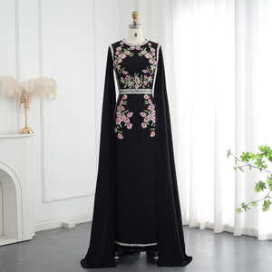 Jancember LSZ487 Vintage Dubai Evening Party Prom <b>Cape</b> Sleeve Dresses for <b>Women</b> - Product Image 2