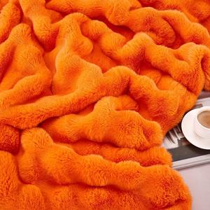 Zhengtai Sofá Cálido Invierno Súper Suave Fuzzy Cozy Fluffy <span class=keywords><strong>Orange</strong></span> Rabbit Faux Fur Throw Manta - Product Image 5