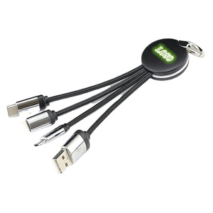 High speed 3 in 1 <strong>usb</strong> charging cable Nylon braid 3 in 1 charger cable <strong>Key</strong> 3 in 1 charging and data cable support logo - Product Image 1