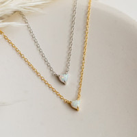 Dainty mignon coeur forme bijoux 925 argent sterling opale coeur pendentif collier en gros
