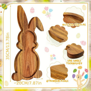 Plato de Madera de Acacia con Forma de Conejo, Novedad 2026, para Servir Comida <span class=keywords><strong>en</strong></span> Fiestas y Cenas - Product Image 2