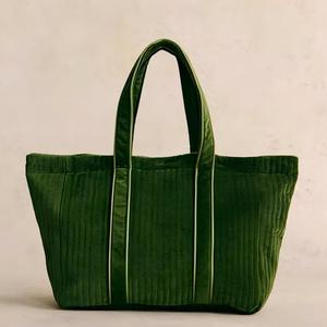 กระเป๋าถือผู้หญิงแบบมีซิป ขนาดใหญ่ ผลิตตามสั่ง พรีเมียม เป็นมิตรกับสิ่งแวดล้อม  แบบสะพายไหล่  ผ้ากำมะหยี่  ลายควิลท์ - Product Image 3