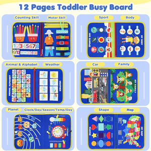 Jouets <span class=keywords><strong>Montessori</strong></span> Busy Board pour les tout-petits de 2, 3 et 4 ans, <span class=keywords><strong>activités</strong></span> d'apprentissage préscolaire avec alphabet, nombres, animaux, jouet de voyage, cadeau - Product Image 2