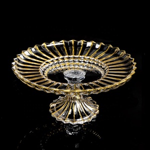 <span class=keywords><strong>Assiette</strong></span> de fruits en verre avec <span class=keywords><strong>pied</strong></span>, ligne rouge peinte, rangement de vaisselle de mariage à la maison 1 pièce - Product Image 2