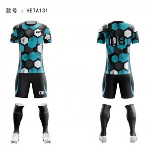 เสื้อฟุตบอลแบบใหม่แห้งเร็ว 100% โพลีเอสเตอร์ ชุดฝึกซ้อมฟุตบอล ชุดแข่งฟุตบอลครบชุด - Product Image 3
