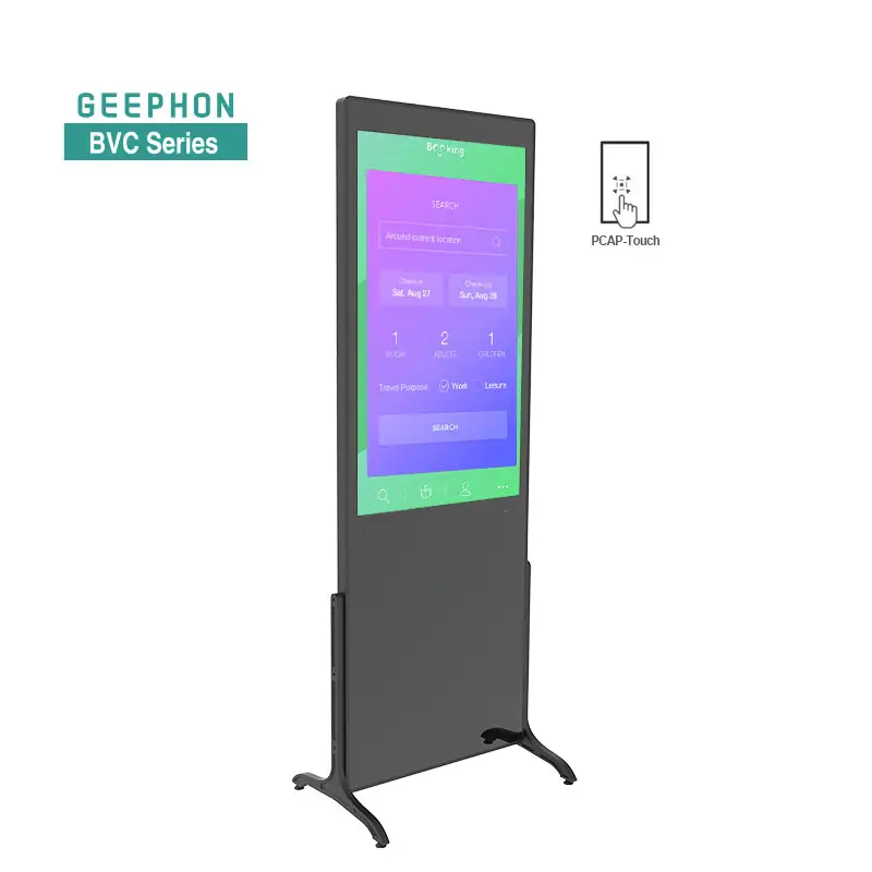 Geephon FHD 4K IPS Panel Modular Lightweight Design 43 55 65 inch indoor Self service PCAP touch screen digital signage kiosk