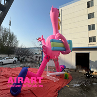 Ballon d'oiseau de dessin animé gonflable fabriqué en usine, mascotte de flamant rose gonflable géant avec éclairage led