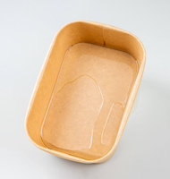 Contenants alimentaires rectangulaires en papier kraft étanches avec couvercles, empilables, pour soupes, salades et repas, vente en gros d'usine