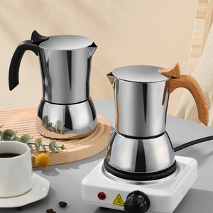 Pot Moka personnalisé de 4/<span class=keywords><strong>6</strong></span> <span class=keywords><strong>tasses</strong></span> en acier inoxydable cafetière espresso italienne moderne poignée isolée à double valve pour usage professionnel - Product Image 2