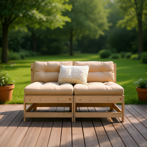 Canapé de jardin en bois naturel massif, deux places, construction en pin, meubles d'extérieur durables, design minimaliste - Product Image 2