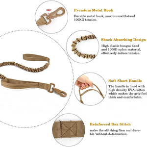 Laisse de traction pour chien anti-explosion, élastique et rétractable, pour chien de taille moyenne à grande, laisse rétractable dorée pour chien, chaîne pour animaux de compagnie - Product Image 3