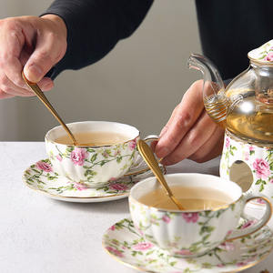 بيع بالجملة من المصنع قهوة عصرية فاخرة بعد الظهر من السيراميك مع حافة ذهبية - Product Image 3