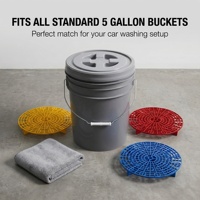 WB-P012 Seau de lavage auto en PP 20L (5 gallons) avec filtre anti-grains et couvercle, robuste, 30x27.5x36CM pour le nettoyage automobile