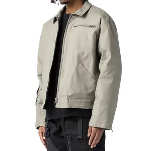 Metro定制男士拉链夹克批发轰炸机夹克外套拉链和纽扣袖口超大运动夹克