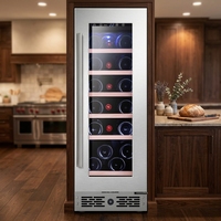 Réfrigérateur à vin encastrable NE-401-8 sous comptoir, 20 bouteilles, 68L, avec porte vitrée et compresseur, pour bar à vin domestique