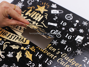 FAVORCRAFTS Boîte de calendrier de l'avent pour hommes avec gadgets imprimés sur mesure, 24 jours, compte à rebours de Noël, emballage en boîte mystère avec portes perforées - Product Image 2