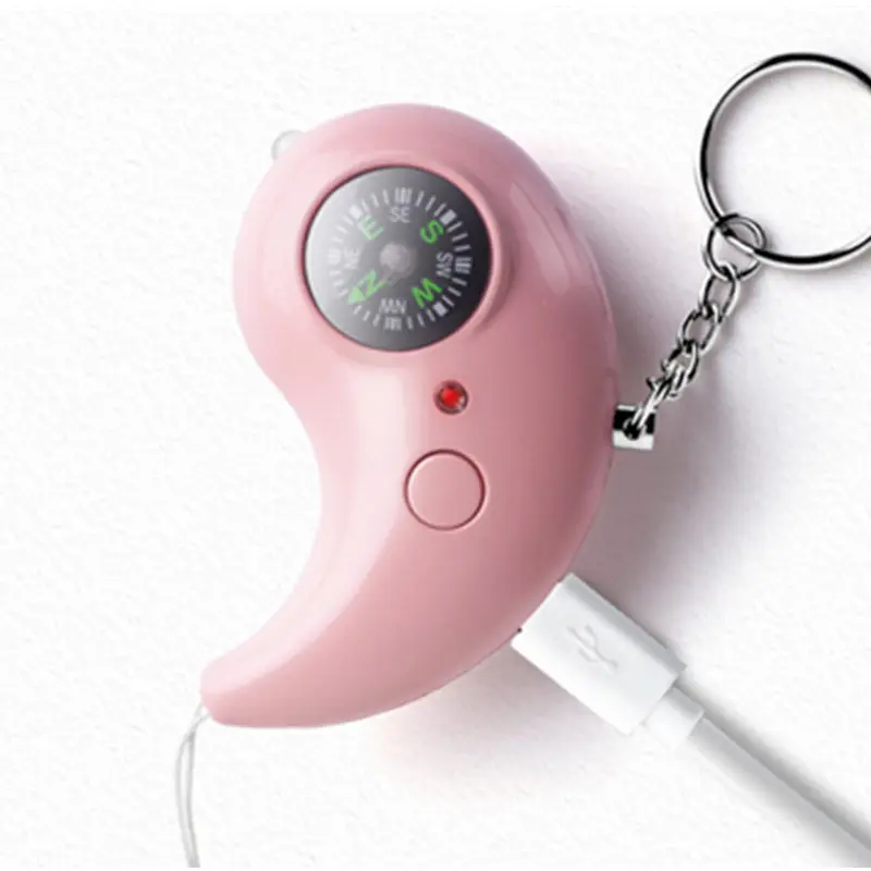 USB Rechargeable Sûr Sécurité Personnelle Boussole Alarme avec Lumière LED pour Les Femmes