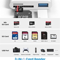 Lecteur de cartes 3 en 1, adaptateur OTG, câble Type-C, clé USB, appareil photo, adaptateur pour carte mémoire TF et SD, pour téléphone, tablette et ordinateur portable
