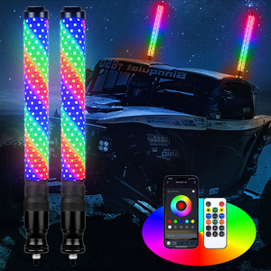 Mới nâng cấp xoắn ốc RGB 2ft <span class=keywords><strong>Led</strong></span> Roi ánh sáng với mùa xuân cơ sở, đuổi theo dẫn chất béo roi ánh sáng cho Jeep UTV ATV off-road xe tải 4WD - Product Image 1