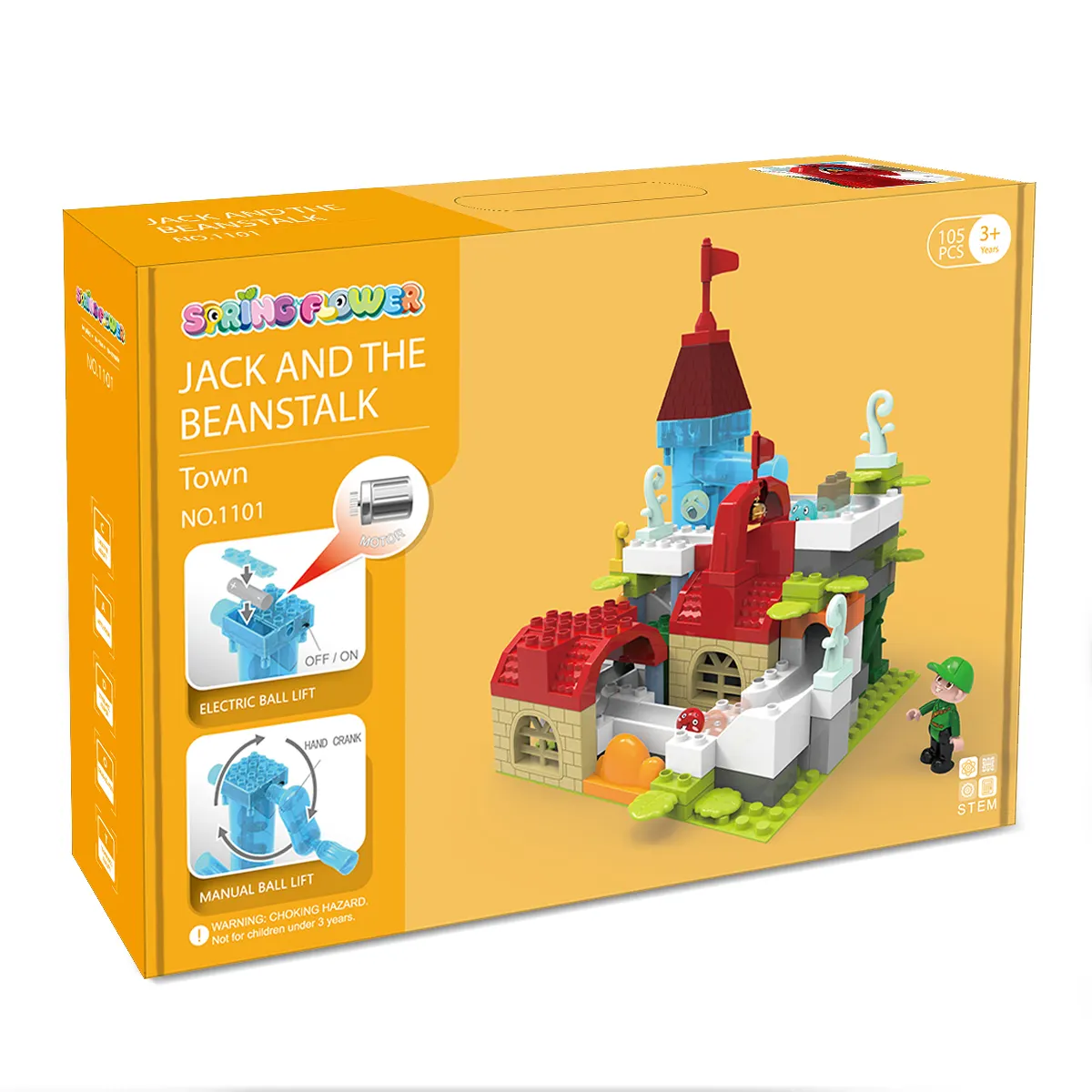Juego de bloques de construcción de canicas de plástico DIY Jack and the Beanstalk modelo educativo ladrillo Al juguete de construcción