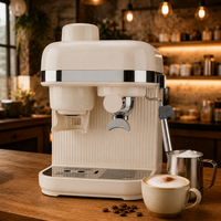Machine à expresso avec mousseur à lait, cafetière à cappuccino, buse vapeur pour latte, machine à café automatique rétro à un bouton, du grain à la tasse, pour la maison et l'hôtel