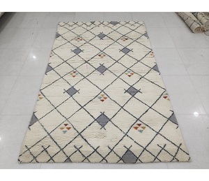 Ensemble élégant de tapis et coussin marocains faits main en laine et soie, motif géométrique, noué à la main, doux, moelleux, durable, tapis de qualité supérieure - Product Image 1