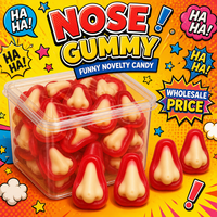 Bonbons gélifiés en forme de nez 3D, brillants, bicolores, à croquer, saveurs de fruits assorties, en vrac, vente en gros
