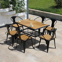 Ensembles de salle à manger en promotion, tables et chaises en plastique et bois pour restaurants et cafés, mobilier métallique moderne, chaise de bistrot d'extérieur