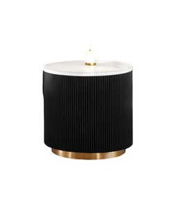 1pc Modern End <b>Console</b> <b>Table</b> <b>Marble</b> <b>Top</b> Gold Plinth Base Black White Gold Finish for Living Room Hotel Bedroom Adjustable Height - Product Image 4